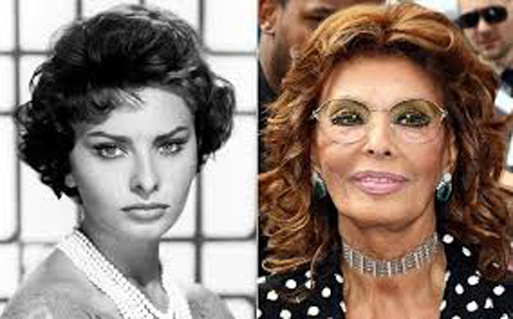 Sofia Loren jovem e hoje.