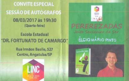 Lançamento de “Pererezadas: Jeito Sacizeiro de Ser” de Élcio Mário Pinto, nesta quarta na escola Fortunato