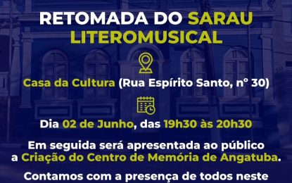 Sarau Lítero Musical nesta sexta (2/6) na Casa da Cultura de Angatuba