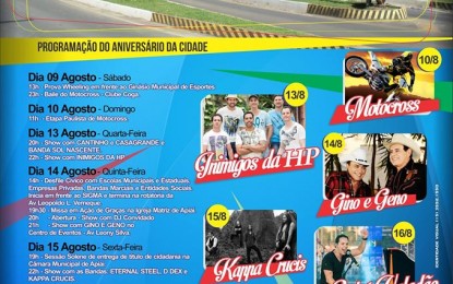 Apiaí completa 243 anos em agosto e na comemoração haverá shows, motocross e master do Corinthians